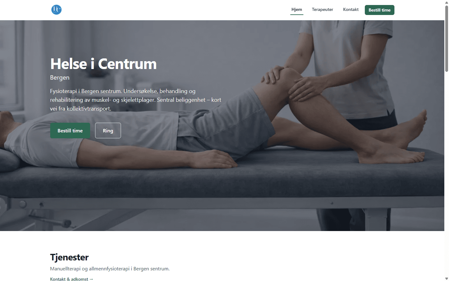 Helse i Centrum — nettside bygget av Provant