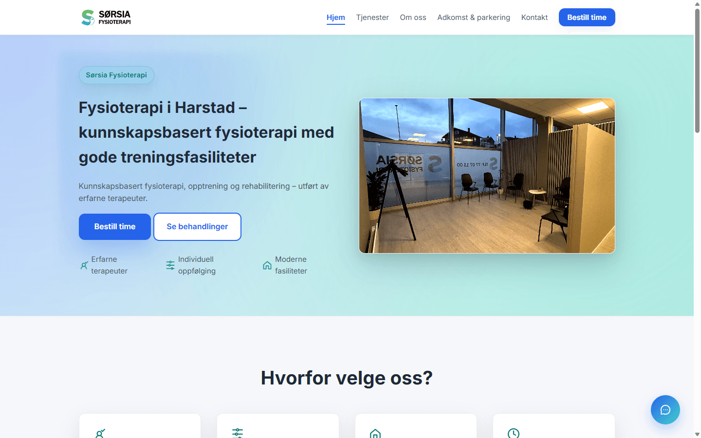 Sørsia Fysioterapi — nettside bygget av Provant